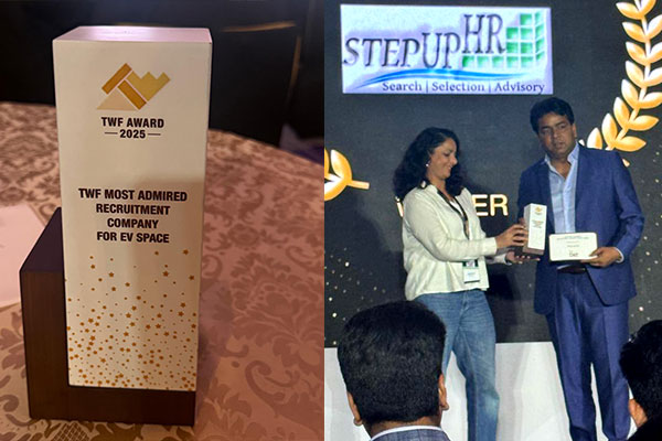 StepUp HR being awarded by TWF as Most Admired Recruitment Company for EV space in 2025